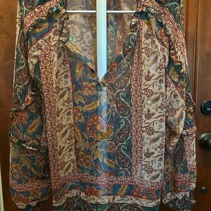 Democracy Multicolor Floral Sheer Blouse Size L sku#89